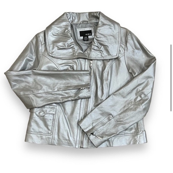 MixIt Silver Leather Moto Jacket Large Y2K - Picture 11 of 13